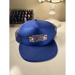 Vintage Texas Trucker Hat Mesh Back Black And Blue